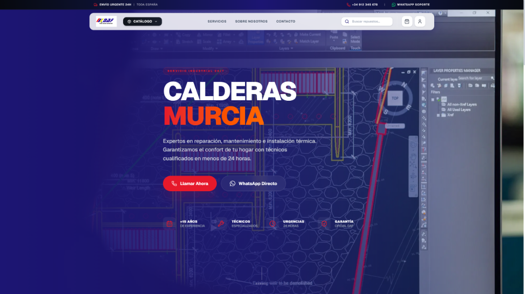 Caso de éxito dafservicios.es - Desarrollo web de ingeniería y asistencia técnica calderas